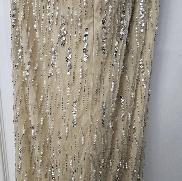 NWT Lara Dresses 29035 Champagne Pearl Strapless Beaded Evening Gown Sz 4 - Picture 10 of 13